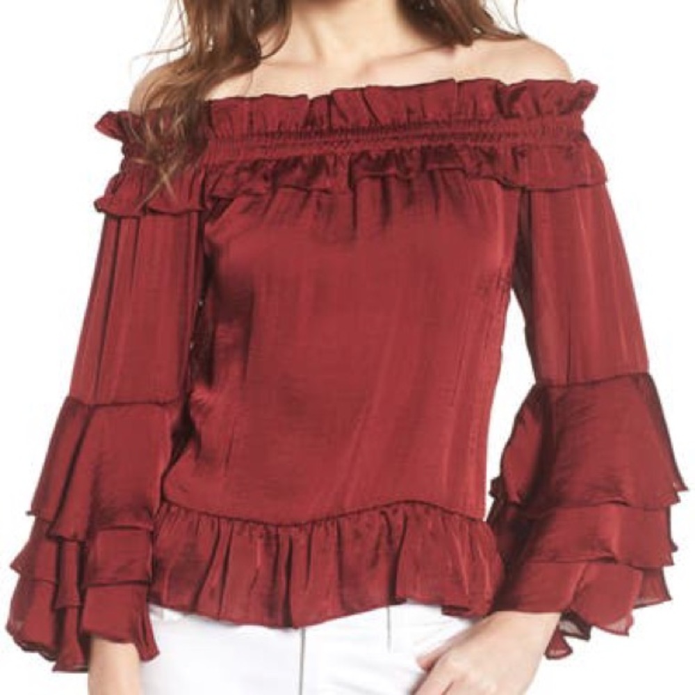 Misa Los Angeles Mirah off the shoulder top XS